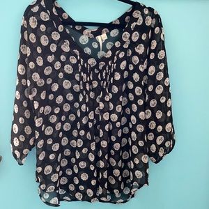 Women’s Sheer V Neck Lauren Blouse Size Large
